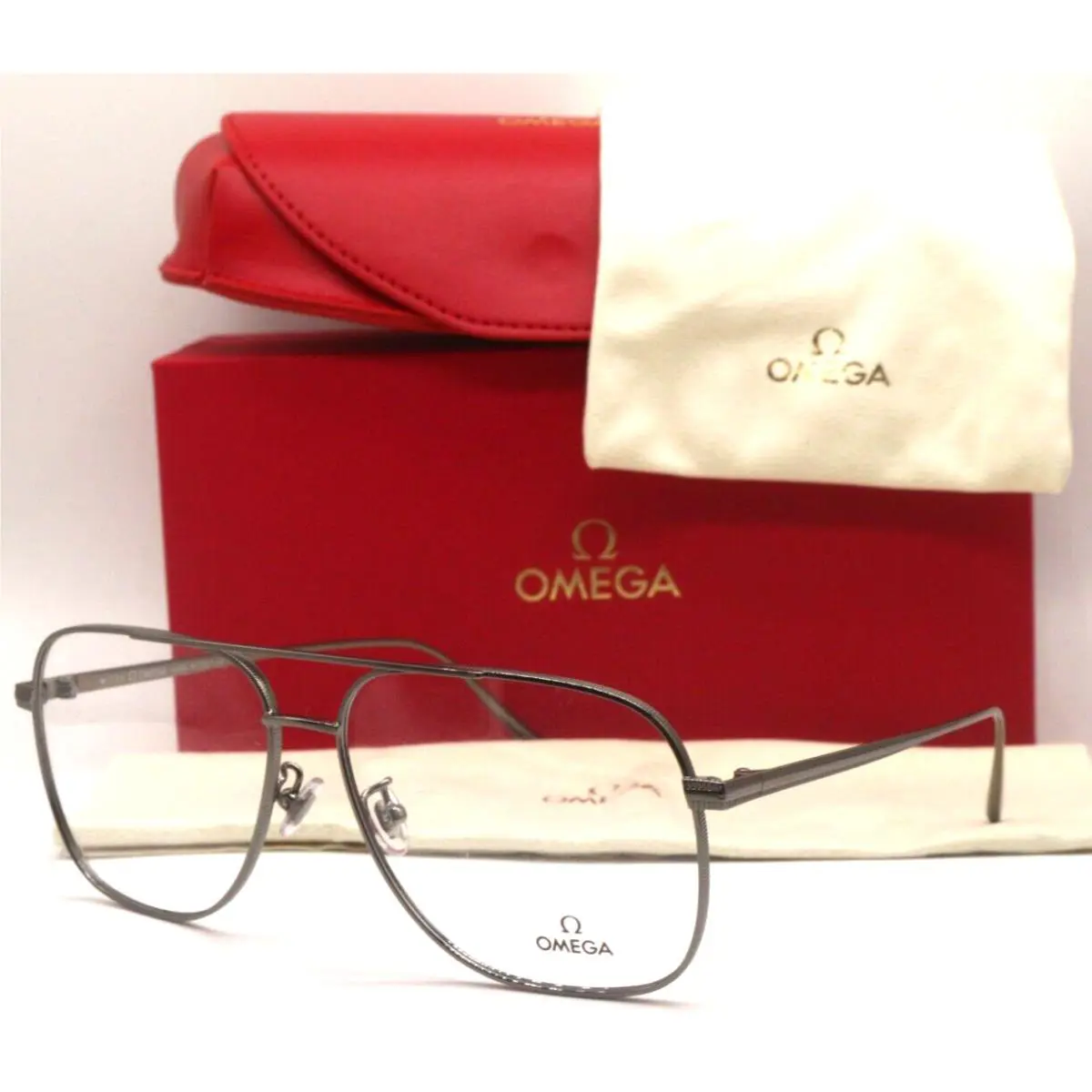 Omega OM 5006-H 008 Aviator Gunmetal Eyeglasses Frame 60-14