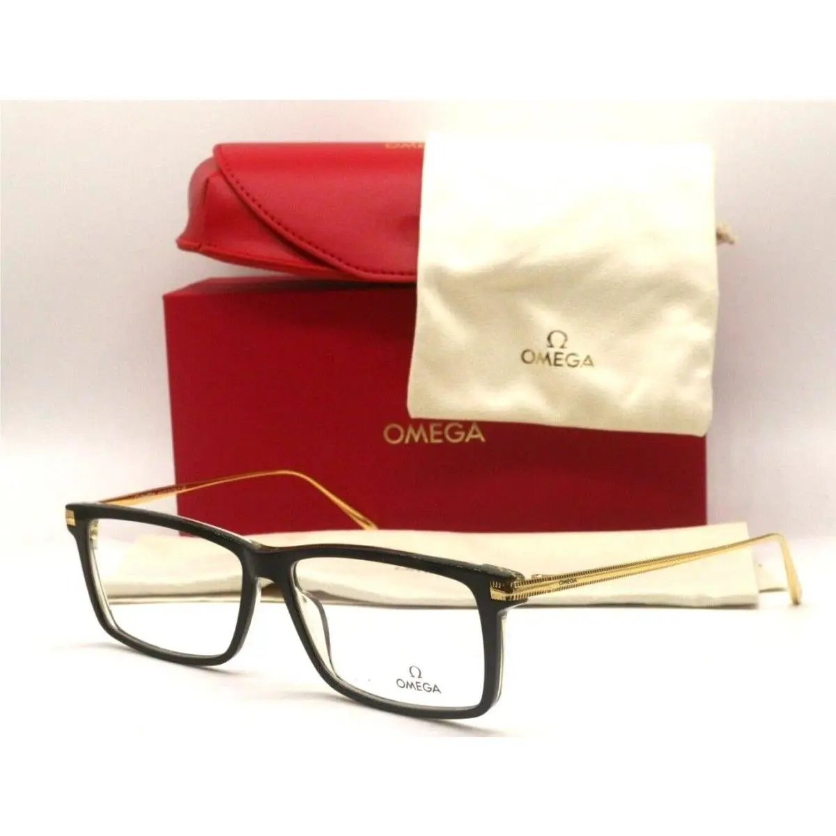OM 5014 005 Black Gold Eyeglasses Frames RX 58-14 by Omega