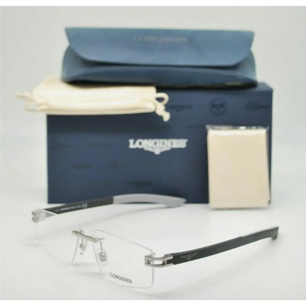 Omega Longines Rimless Eyeglasses LG5007-H 014 56-15 150 Silver Ruthenium Frames