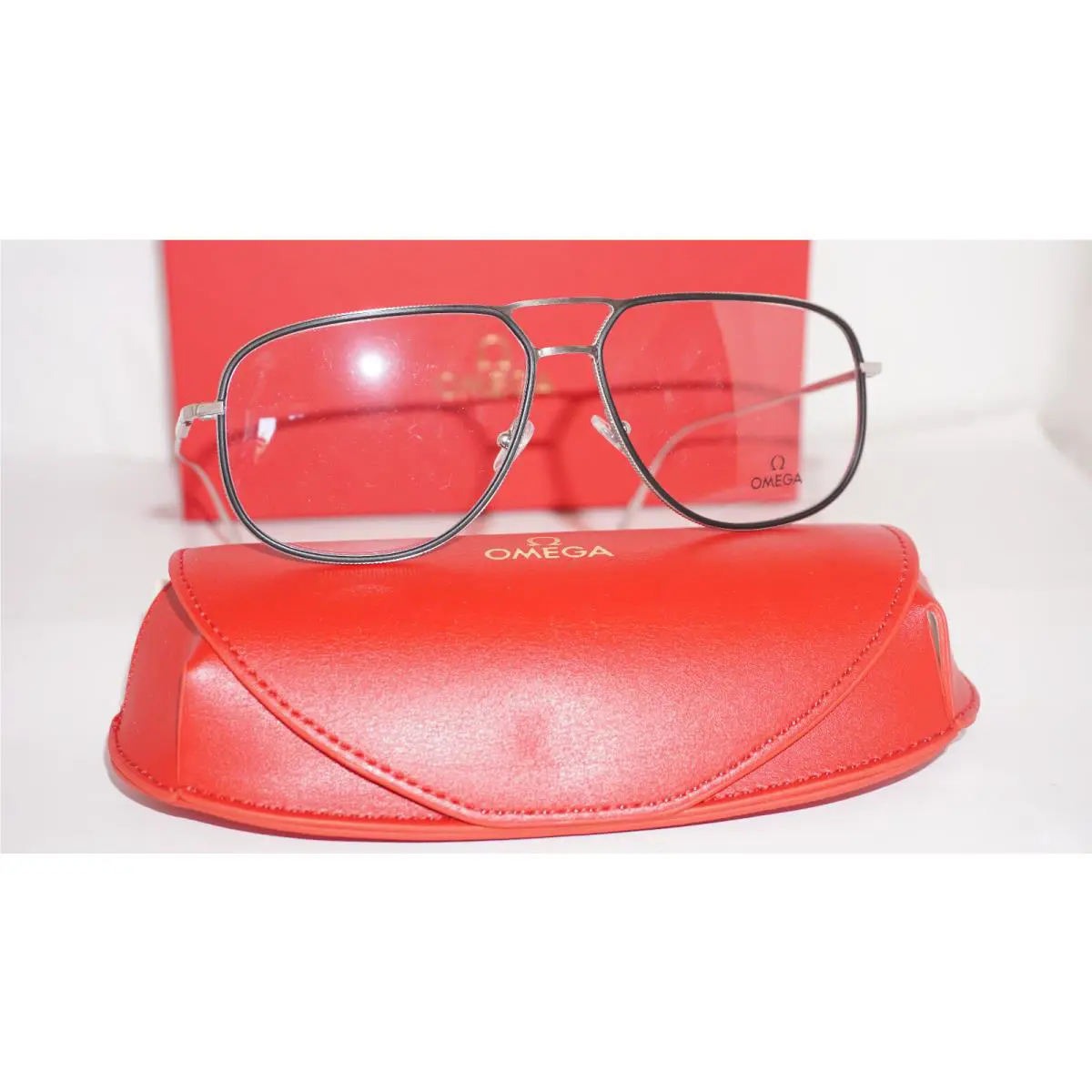 Omega Eyeglasses Aviator Silver Black Palladium OM5027 016 59 14 140