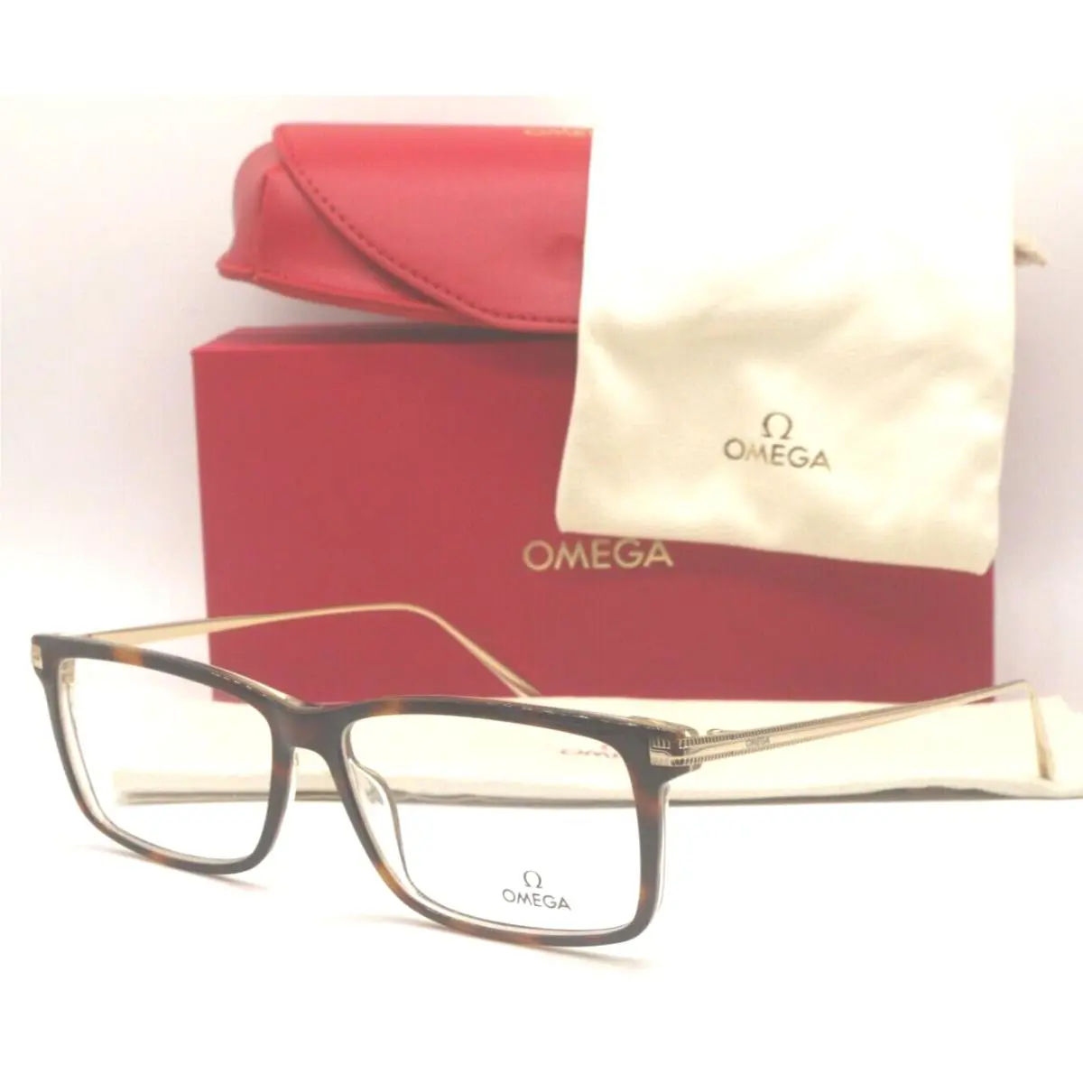 Omega OM 5014 056 Havana with Gold Temples Eyeglasses Frame 58-14
