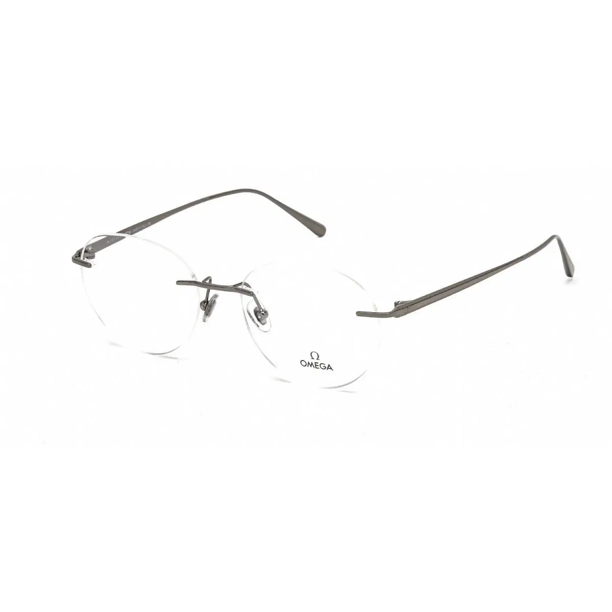 OM5008 H 008 Round Shiny Gunmetal Rimless Eyeglasses by Omega