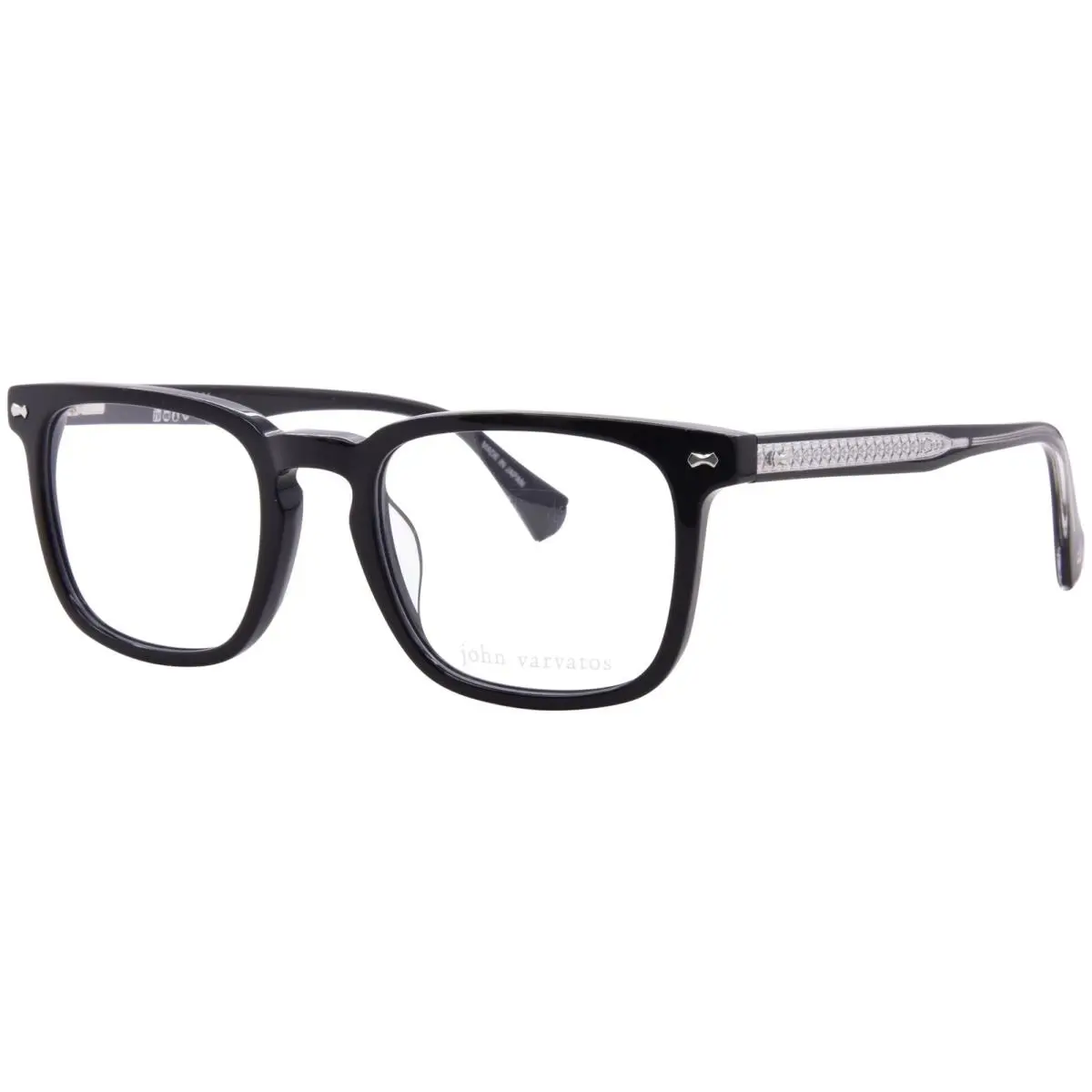 John Varvatos VJV437 0BLA Eyeglasses Men`s Black Full Rim Square Shape 51mm
