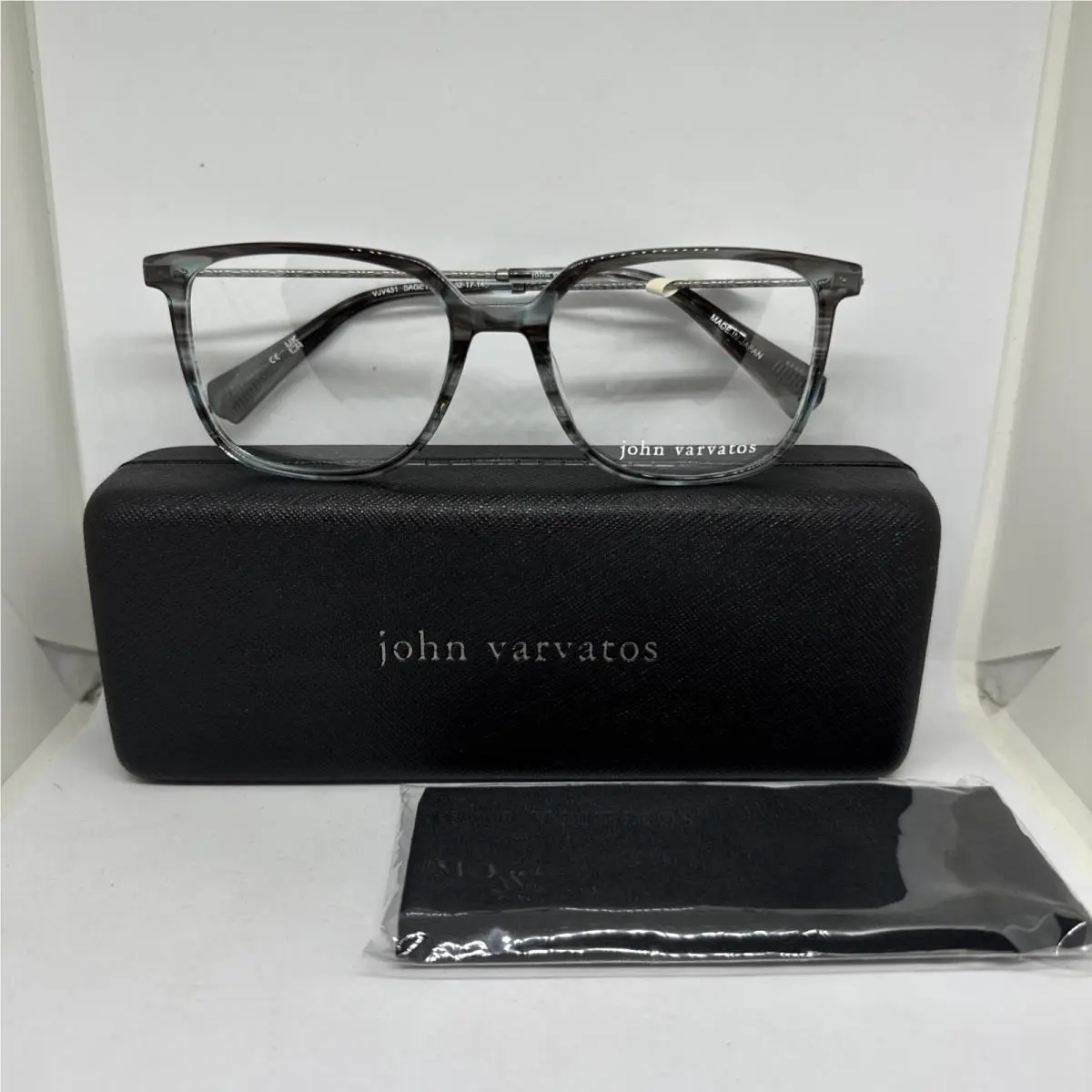 John Varvatos Eyeglasses JV431 Sage Horn Frame with Demo 52mm Lens 52-17-145mm