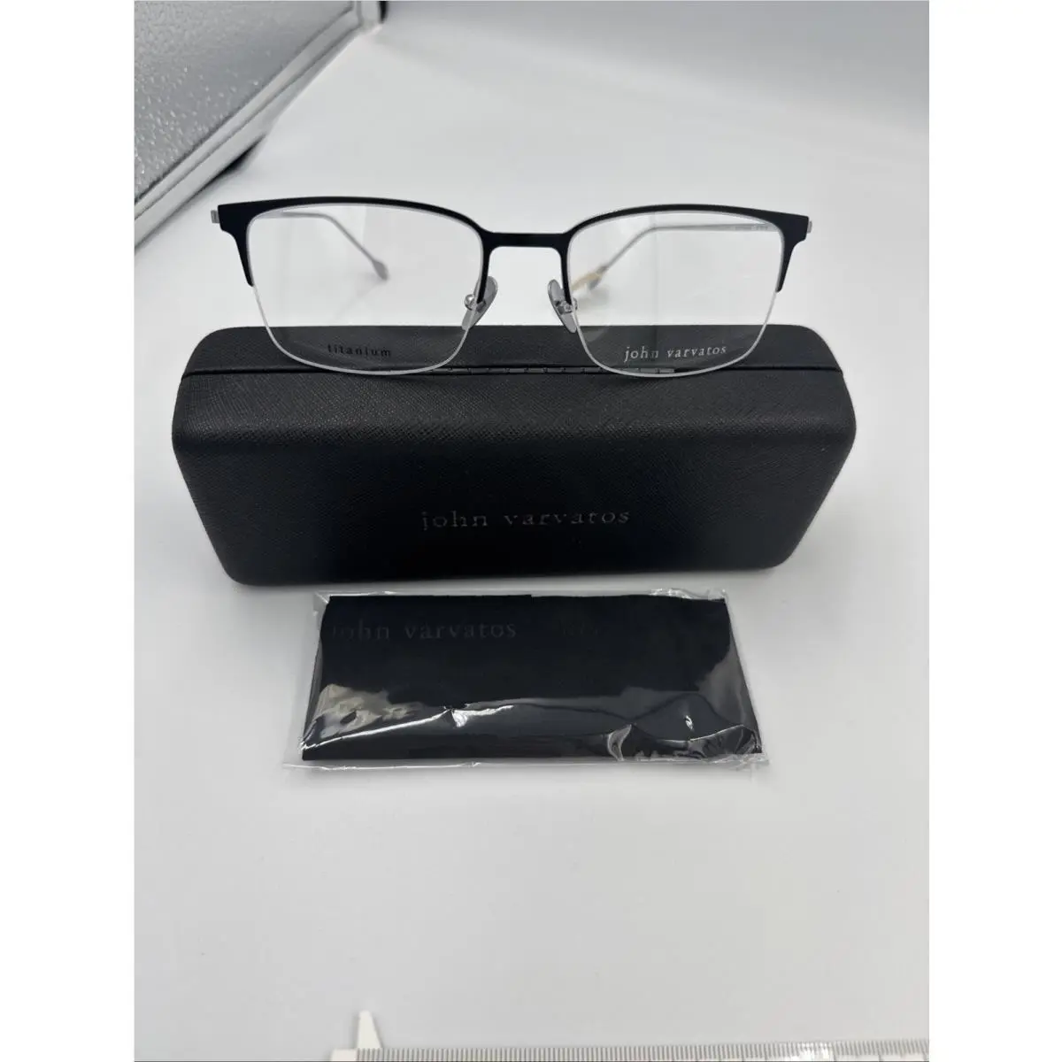 John Varvatos Eyeglasses V172 Black/silver Frame 54mm 17mm 145mm Light Weigh