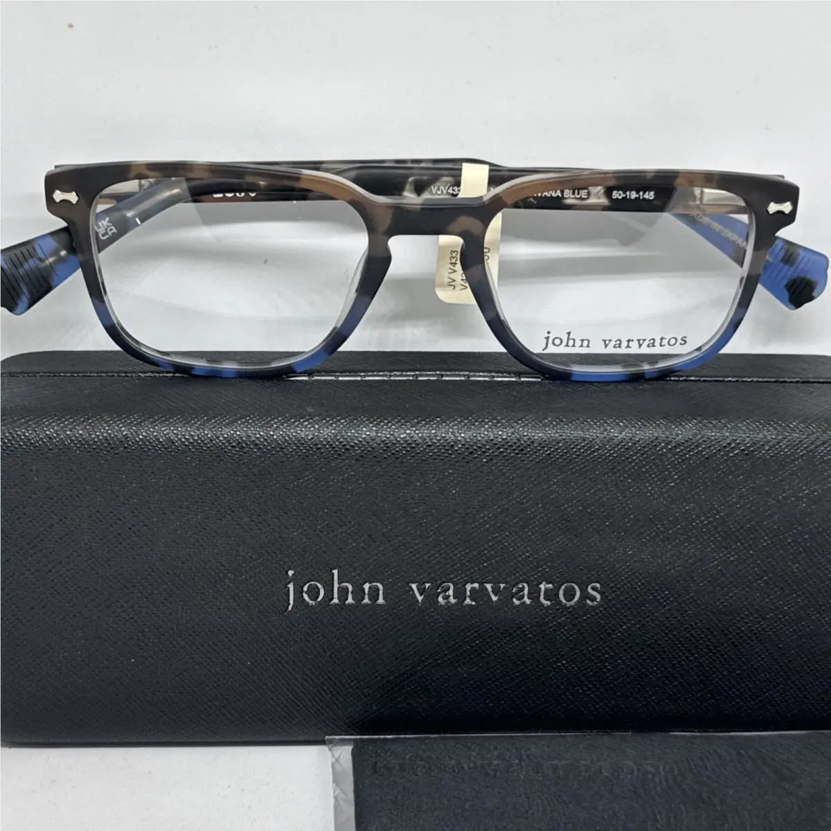 John Varvatos Eyeglasses V433 Matte Havana Blue with Demo Len50mm-19mm-145mm