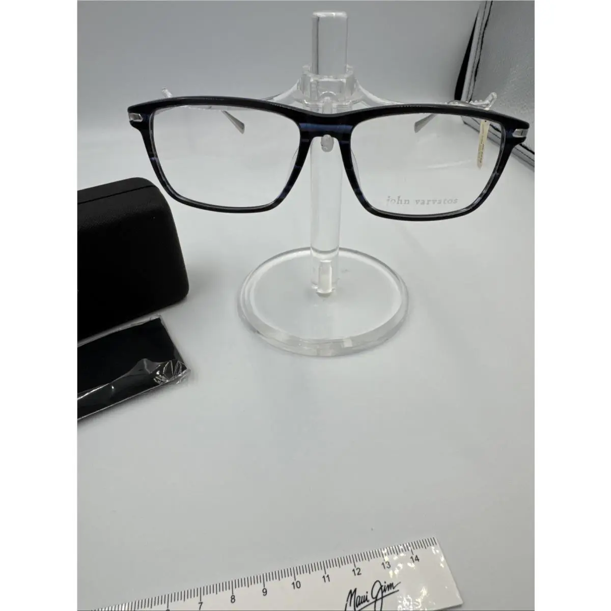 John Varvatos Eyeglasses V425 Blue Horn Frame 55mm 16mm Bridge 145mm Temple