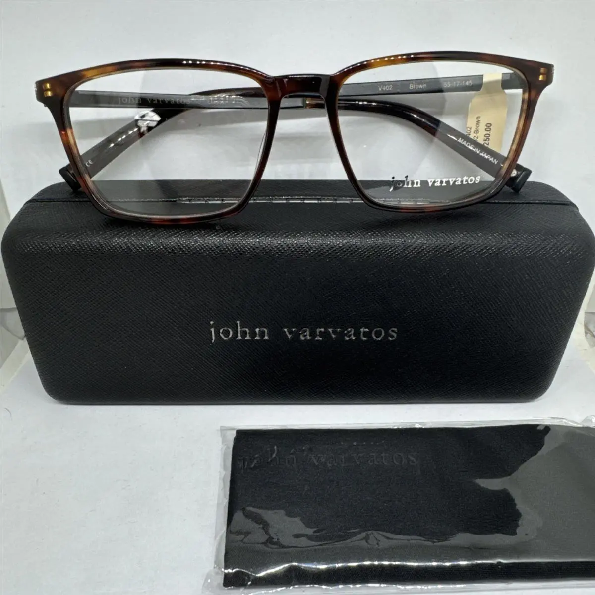 John Varvatos Eyeglasses V402 Tortoise Frame with Demo Lens 55mm 55-17-145