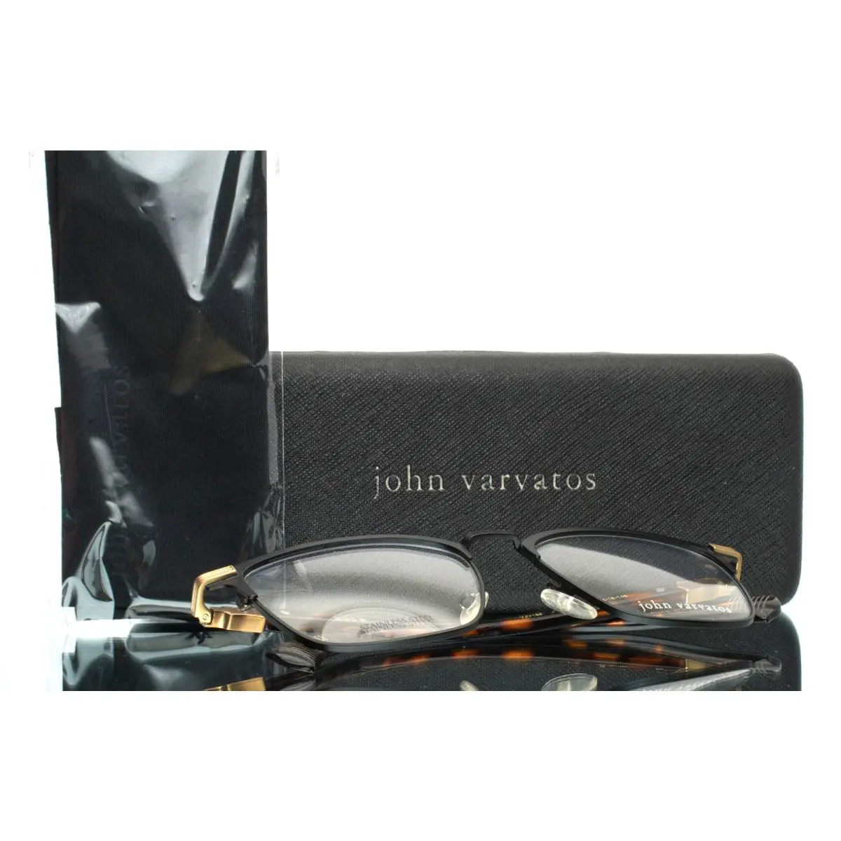 John Varvatos VJV189 Black Mens Square Full Rim Eyeglasses 52-18-145 B:40