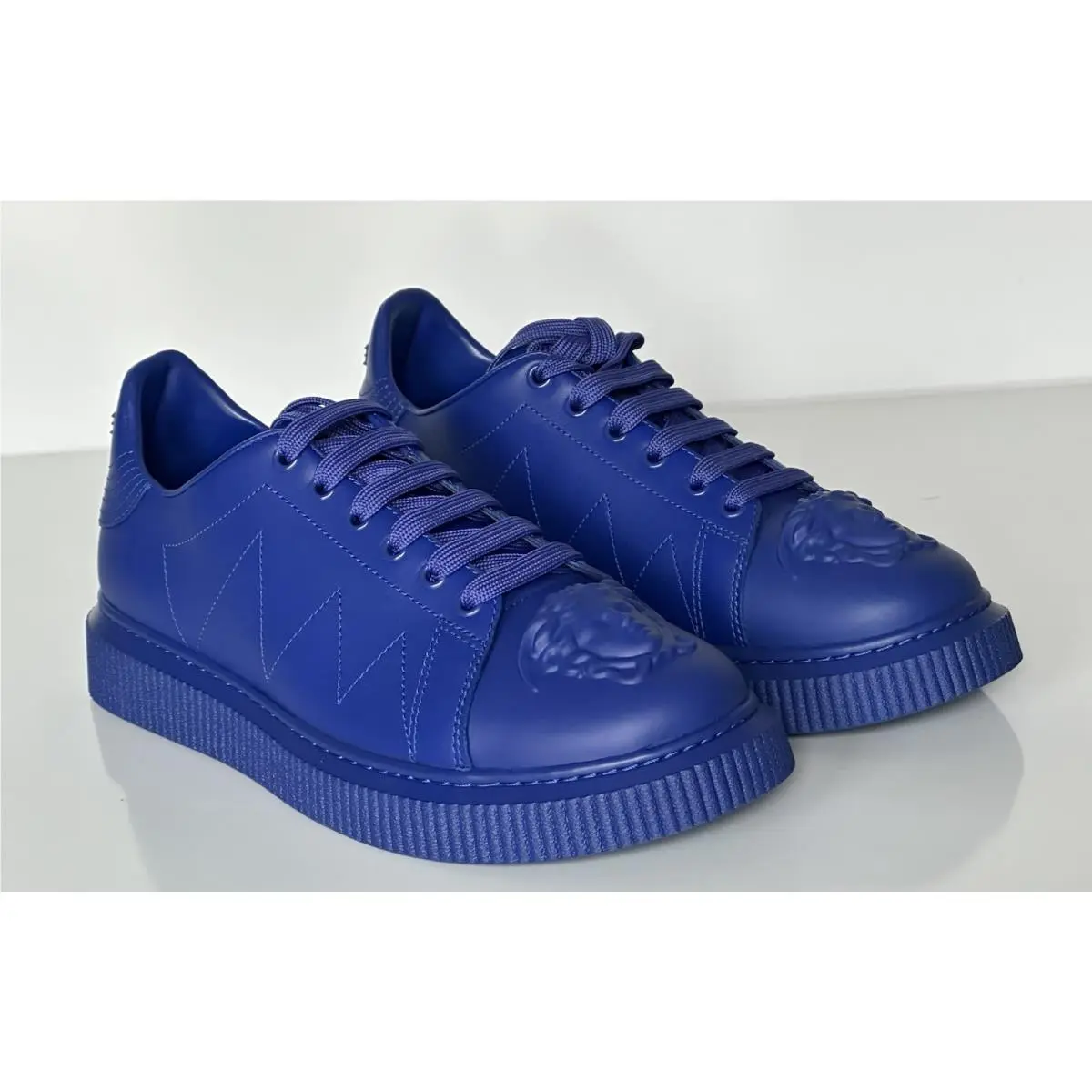Versace Medusa Head Men’s Royal Blue Leather Sneakers 9 US 42 Euro 1012444