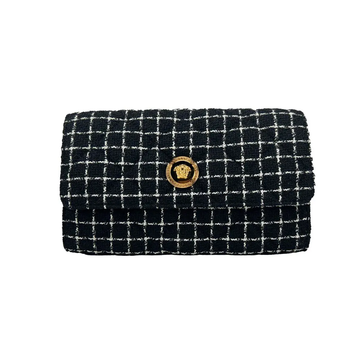 Versace Wallet on a Chain Fabric Black Crossbody Bag