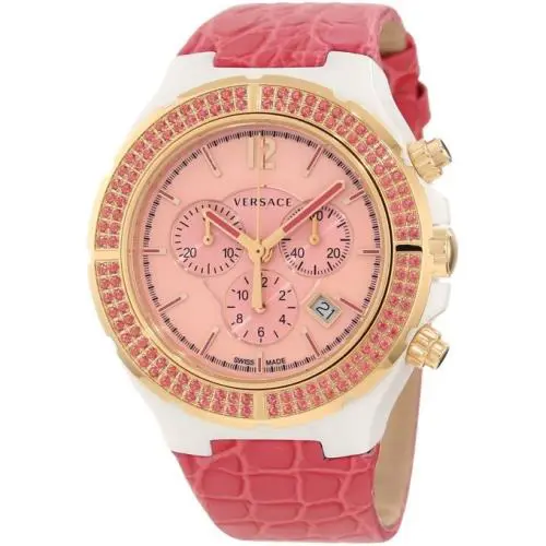 Versace Womens 28CCP15D111 S111 DV One Cruise Rose Gold IP Pink Topaz Pavé Watch