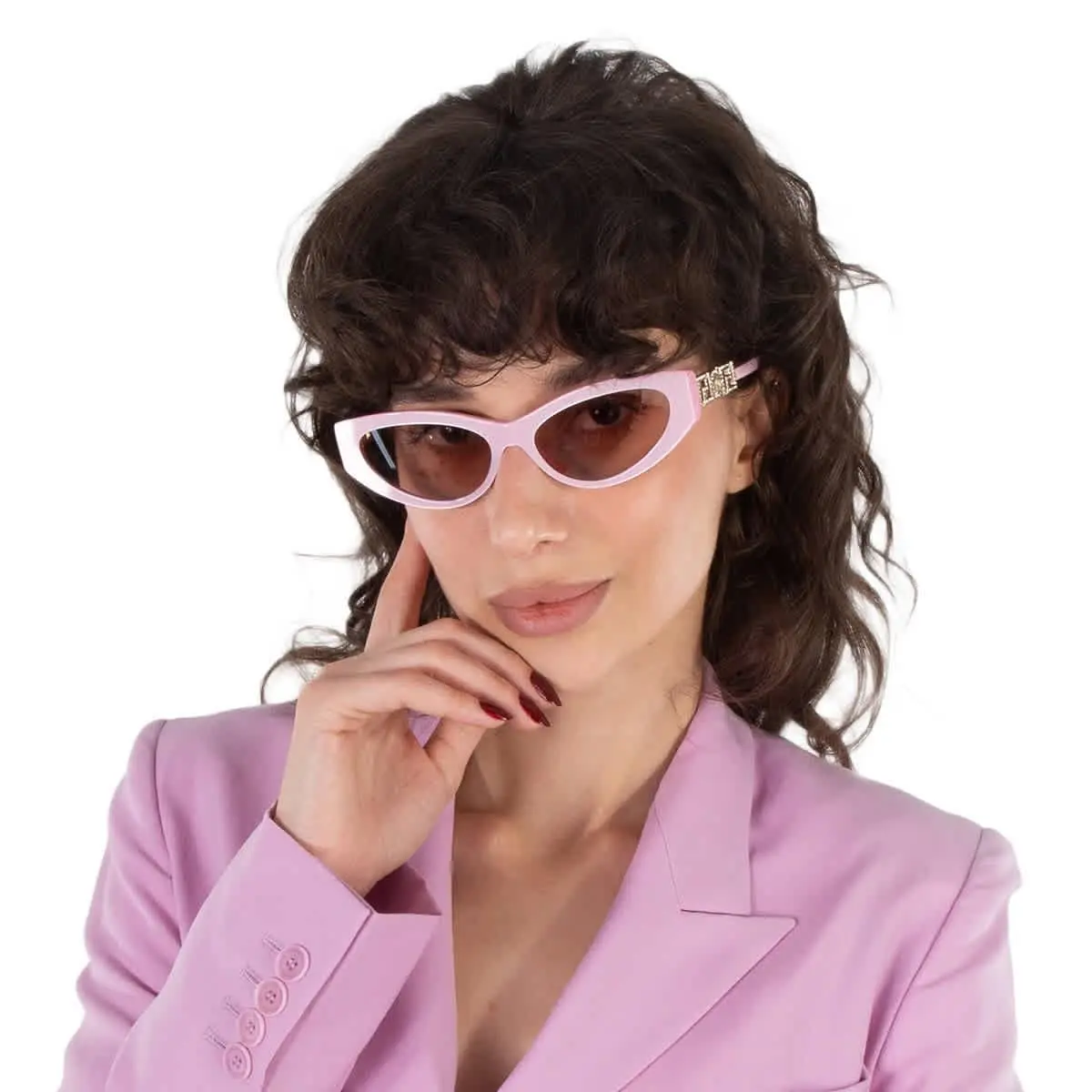 Versace Light Pink Mirror Silver Cat Eye Ladies Sunglasses VE4470B 5473/5 56