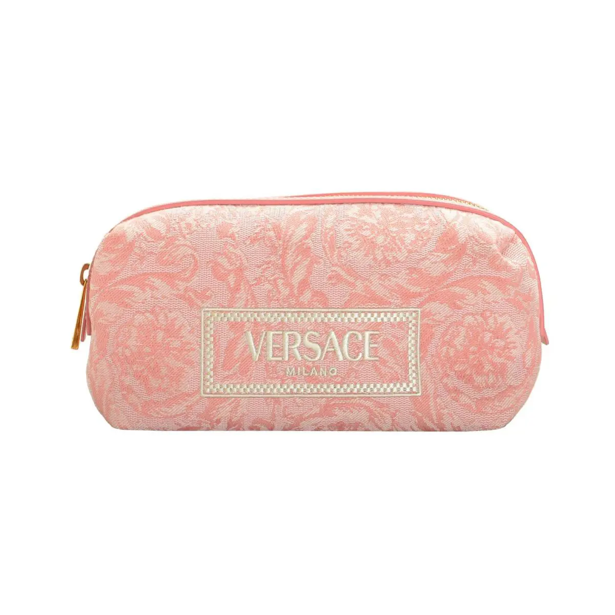 Versace Women`s Jacquard Barocco Logo Embroidered Beauty Pouch Cosmetic Bag