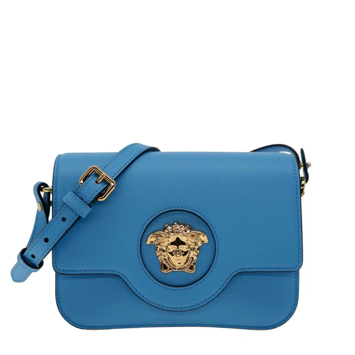 Versace Medusa Shoulder Bag Crossbody Blue Leather