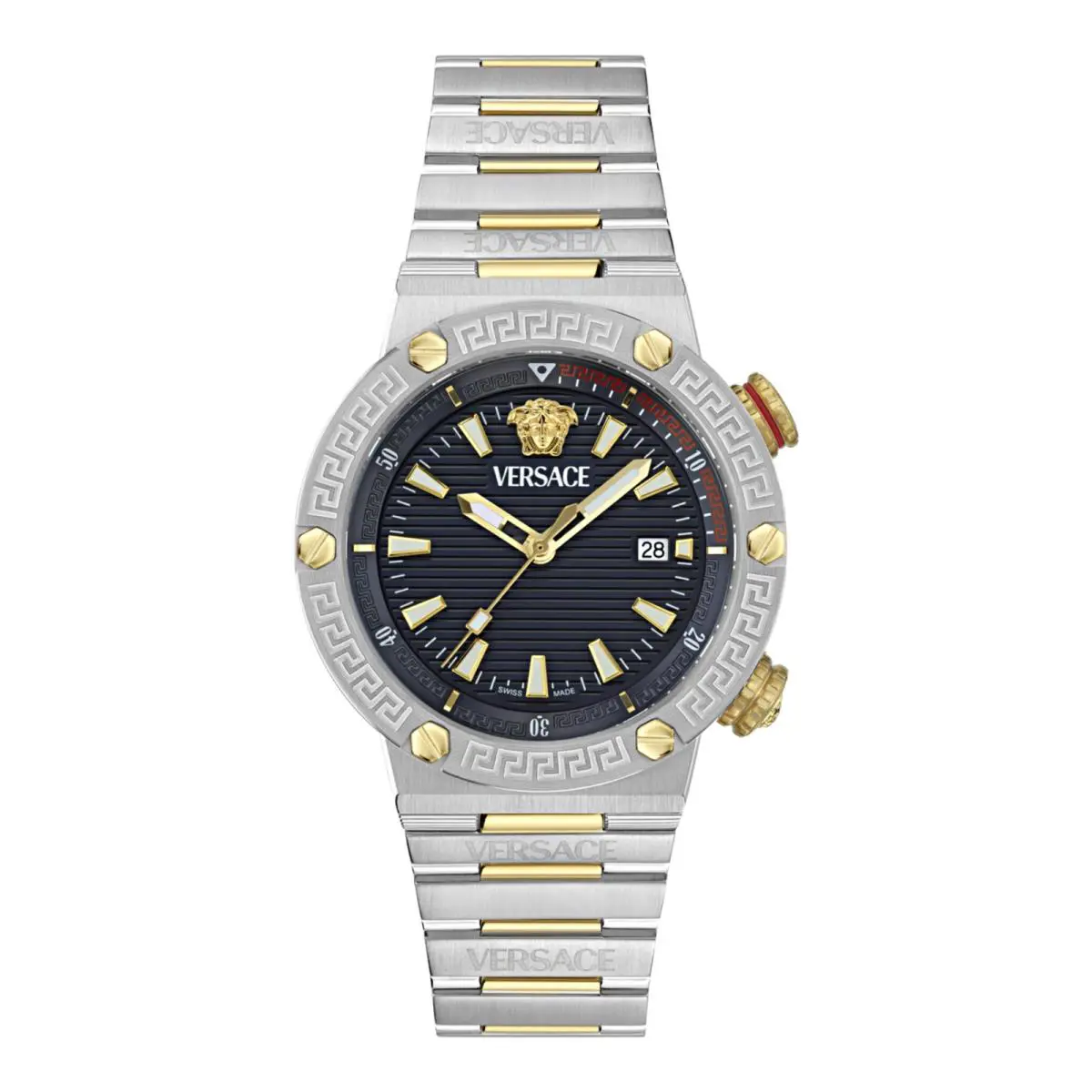 Versace Mens Two Tone 43mm Bracelet Fashion Watch