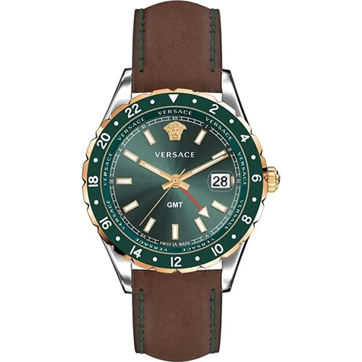 Versace Hellenyium 42mm Gmt Green Dial Mens Watch V11090017