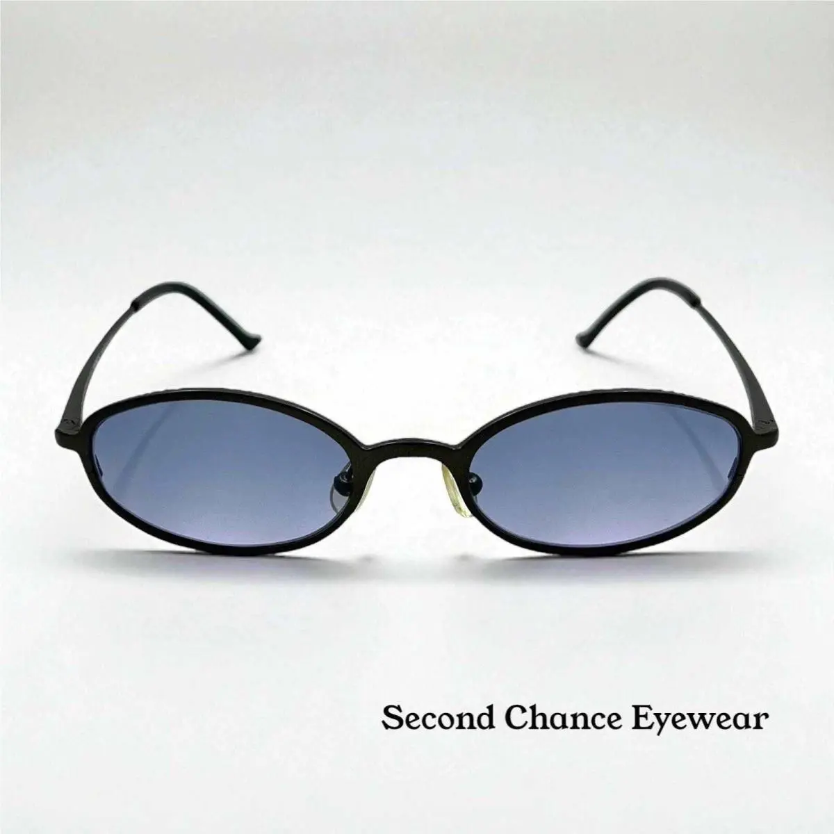 Versus by Versace Titanium Oval Sunglasses W/new Blue Tinted Custom Lenses
