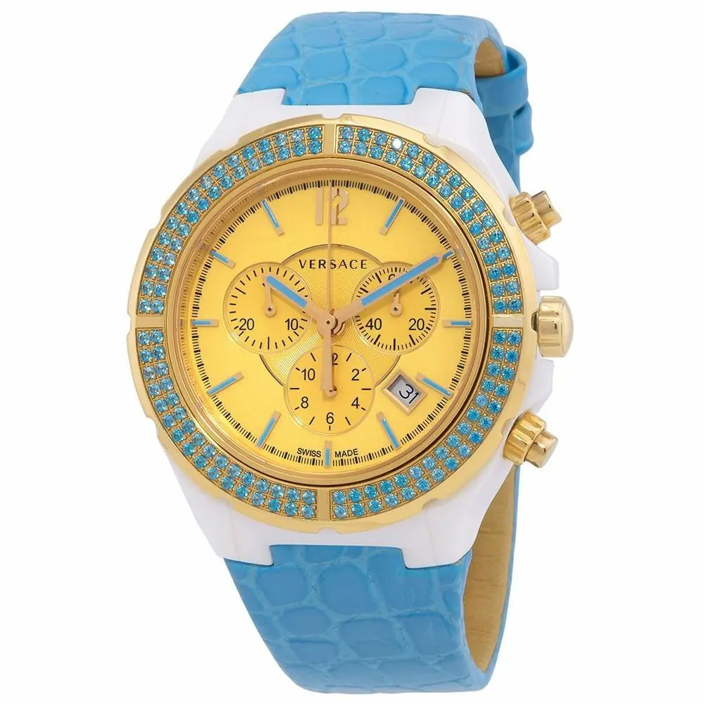 Versace 28CCP12D585 S535 DV One Cruise Topaz Leather Chronograph Swiss Watch