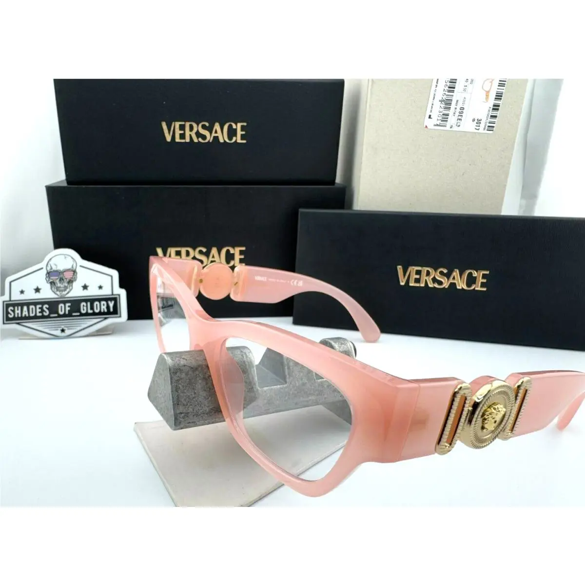 Versace VE 3367U 5392 Pink Opal Gold Eyeglasses Frame 52MM