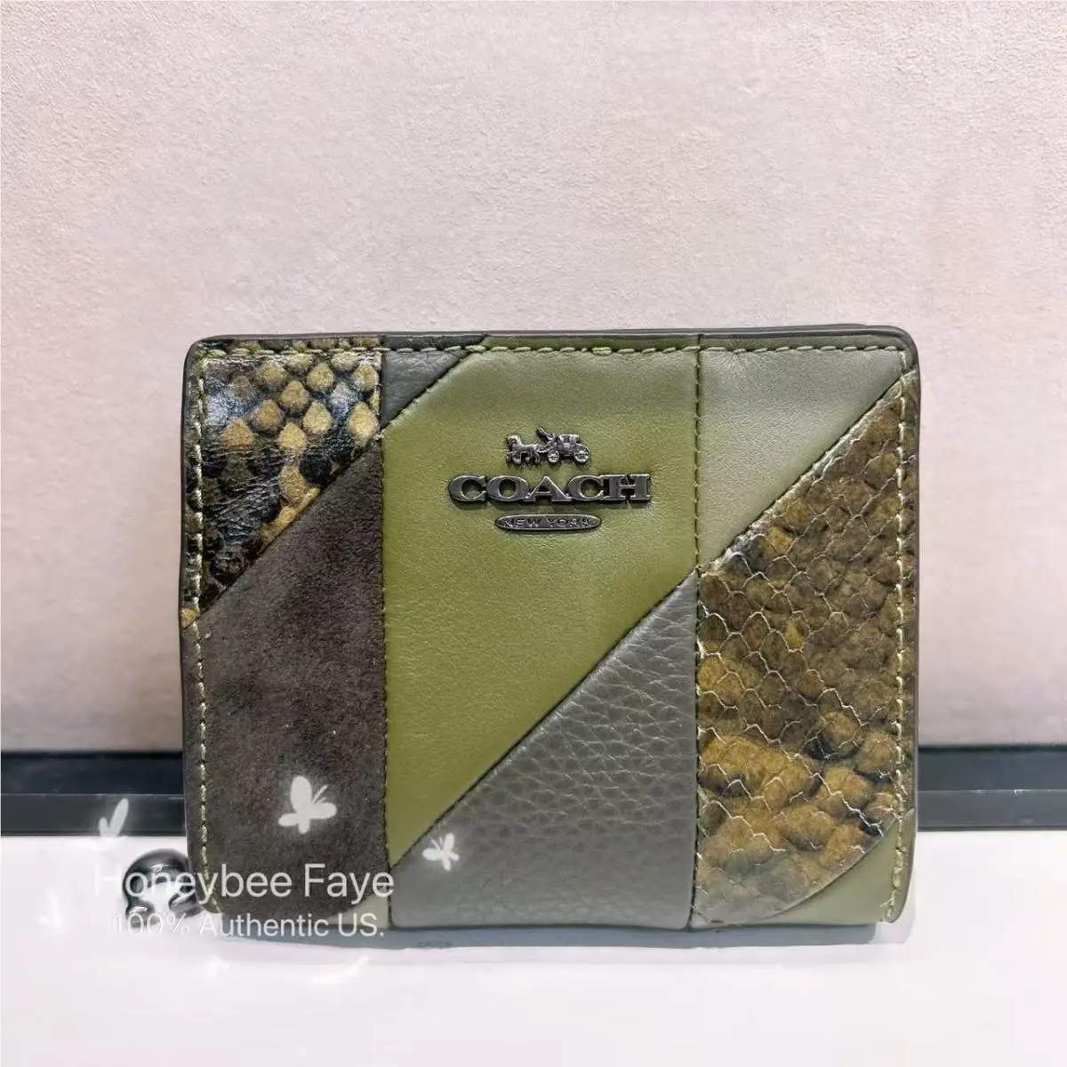 Coach Snap Wallet with Patchwork and Snake Print CCR27/CCL77