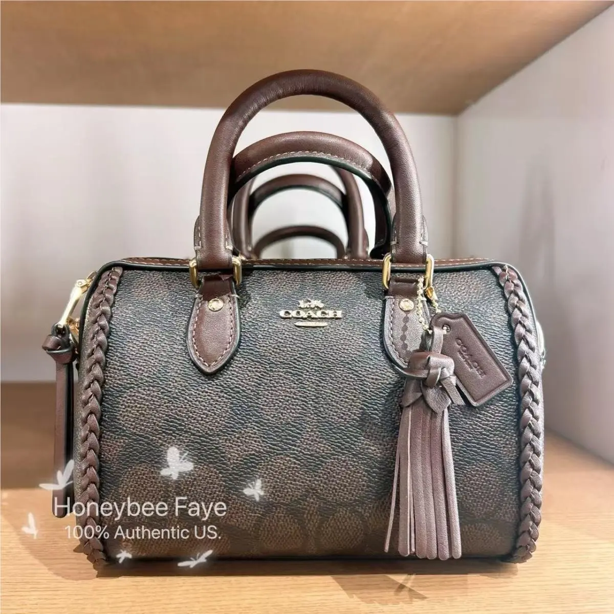Coach Mini Rowan Crossbody Bag In Signature Canvas with Fringe CCF30