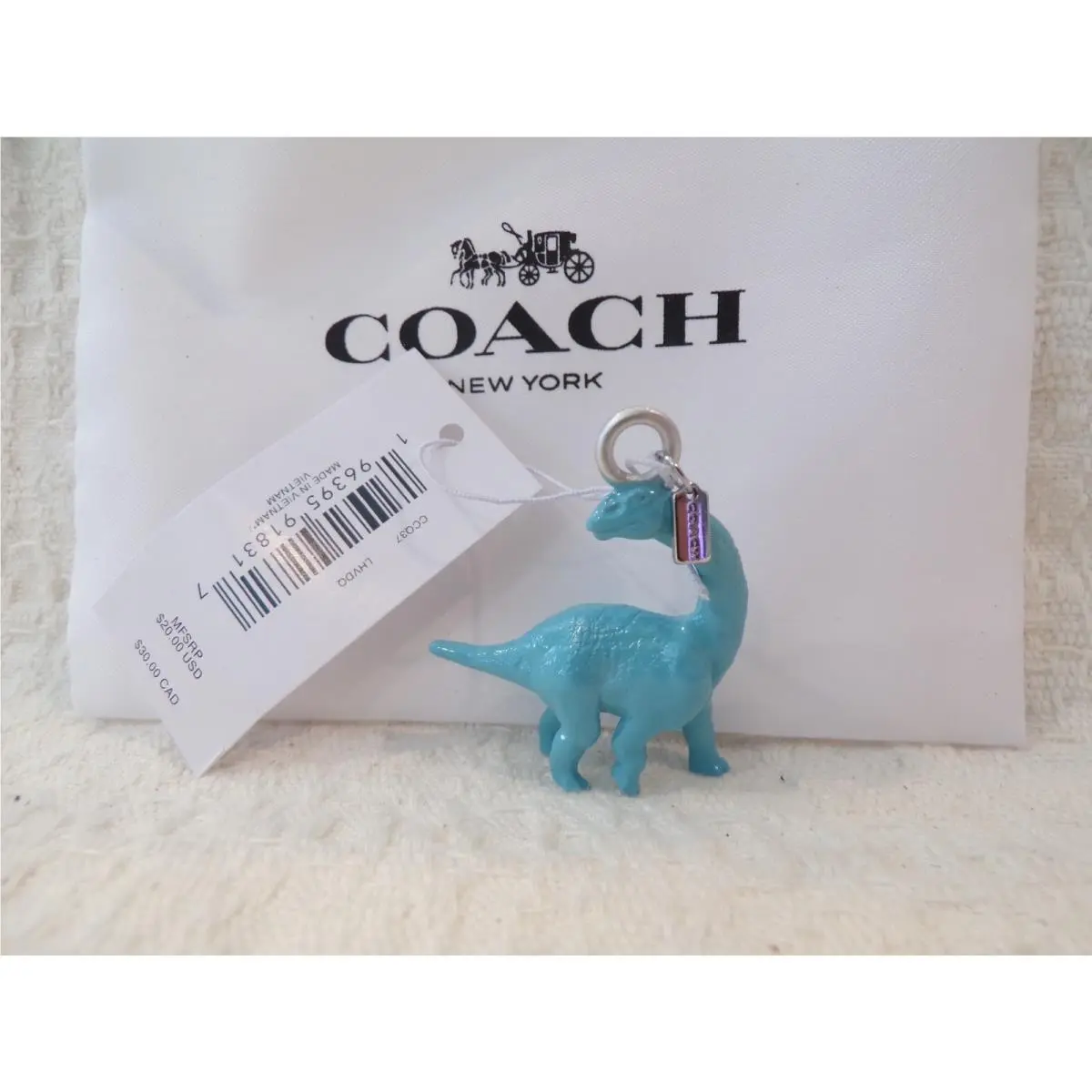 Dust Bag Coach Blue Metal Dinosaur Shoe Charm