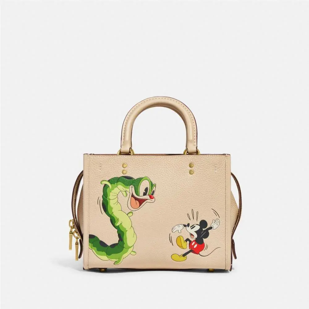 Coach X Disney Ivory Leather Rogue 25 with Mickey Mouse Caterpillar CH461