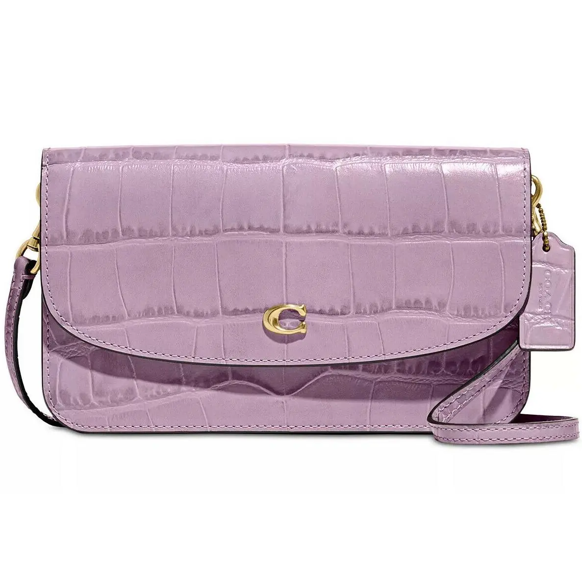 Coach Croc Leather Hayden Crossbody Wallet Clutch Purple C8941