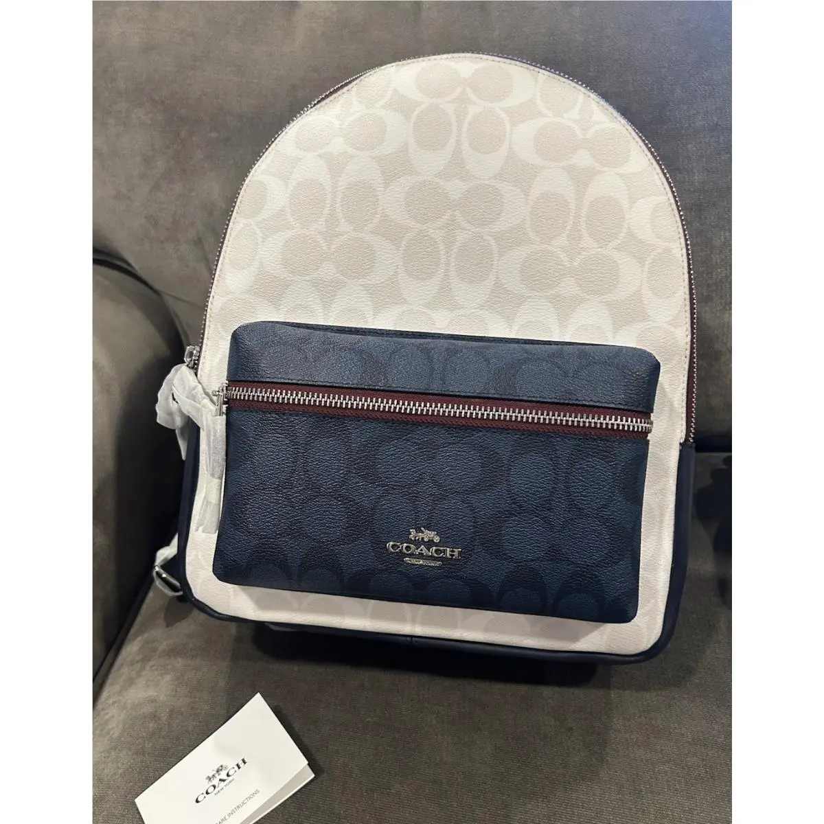 Coach Charli Backpack Blocked Medium Signature Chalk Multi 91074