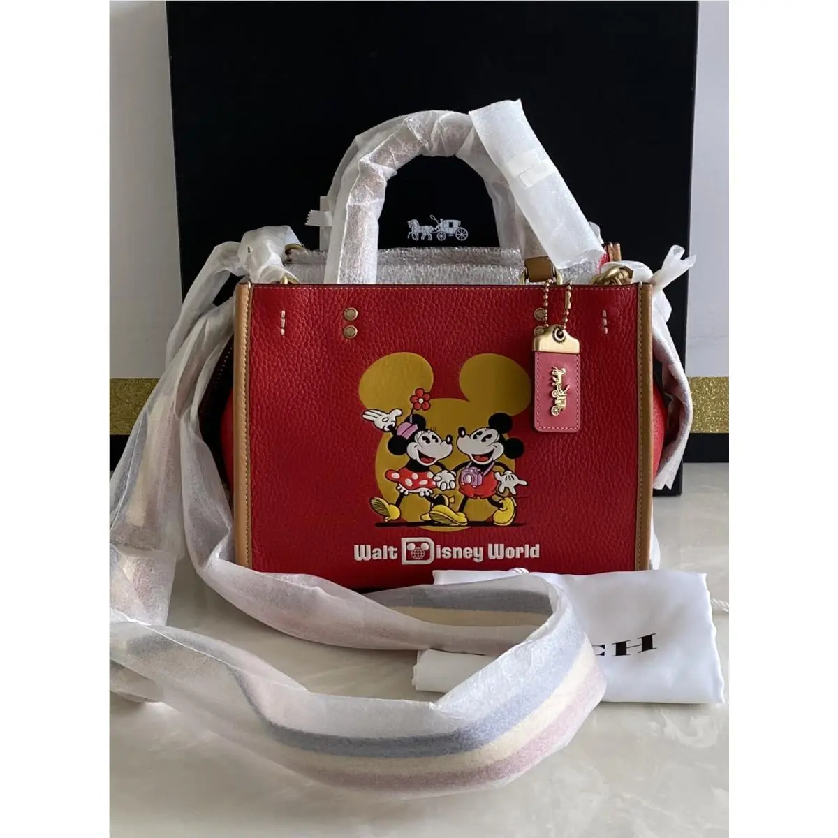Coach X Disney Ltd 50 Yr. Electric Red/mutli Mickey Minnie Mouse Rogue 25