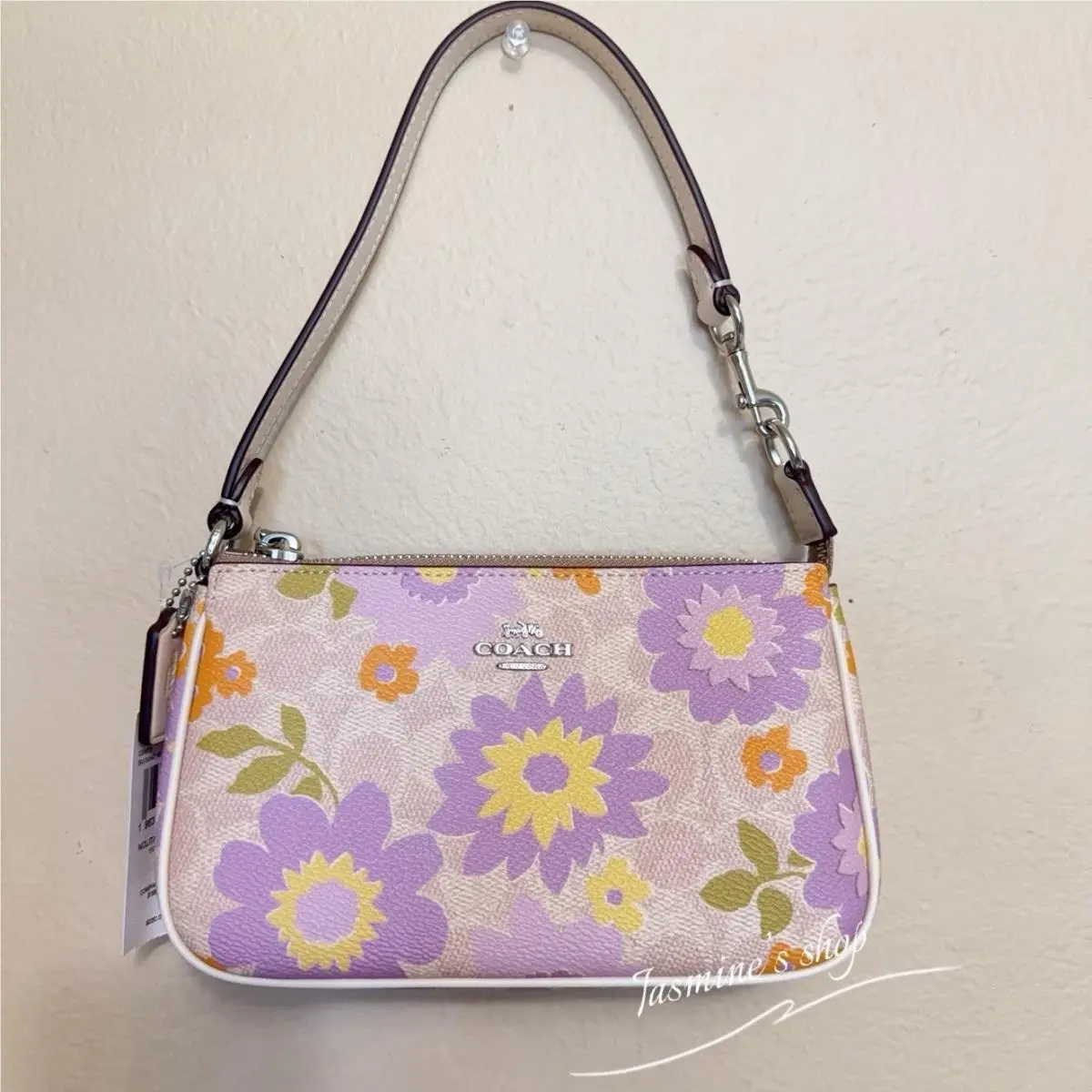 Coach Nolita 19 In Signature Canvas with Floral Print CBM73 Silver/sand Mult