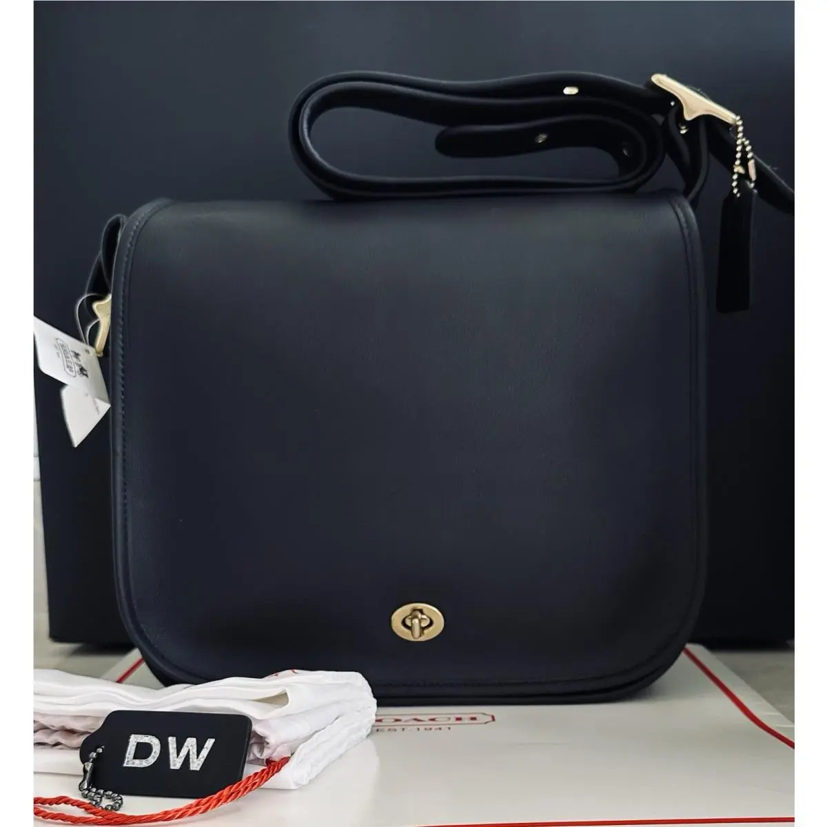 Coach Vintage Black Stewardwss Bag Brass 9525