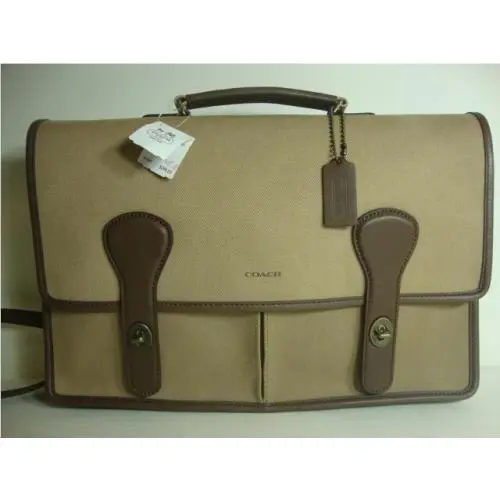 Men Coach Brief Canvas Messenger Bag F70905 B4/Jute