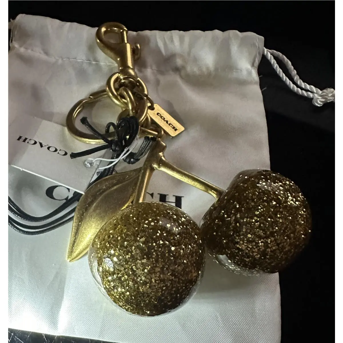 Coach Gold Sparkle/gold Cherry Charm 77840