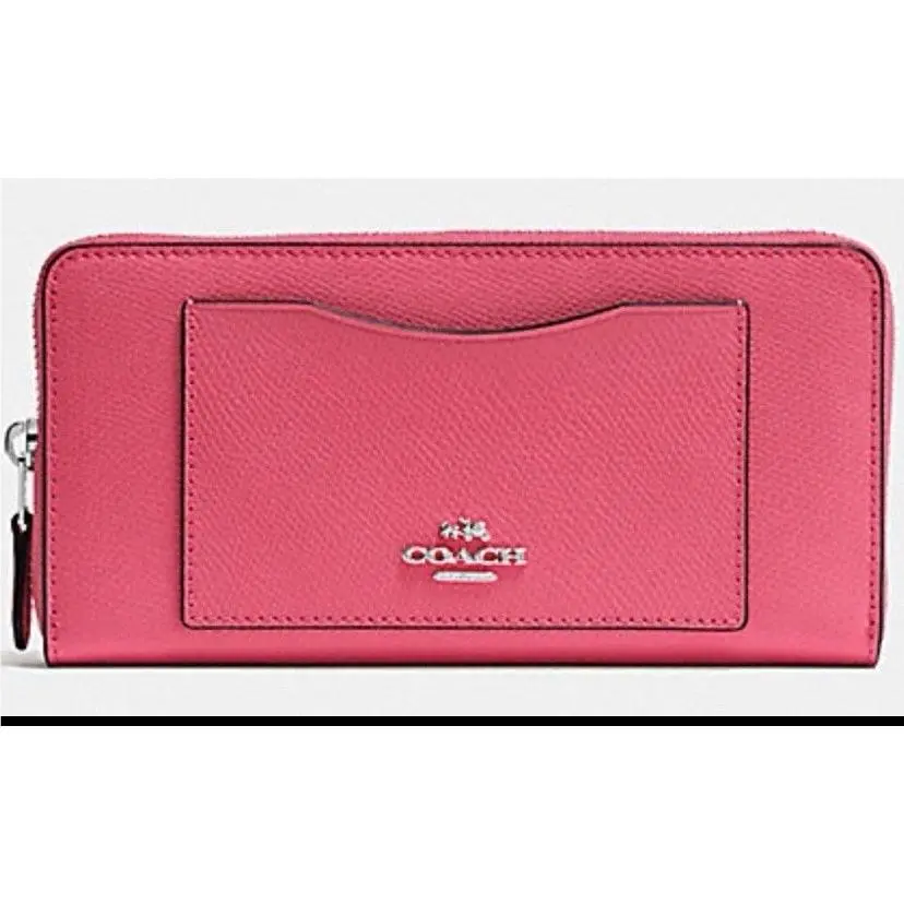 Accordion Zip Wallet Crossgrain Leather 54007 Strawberry by Coach