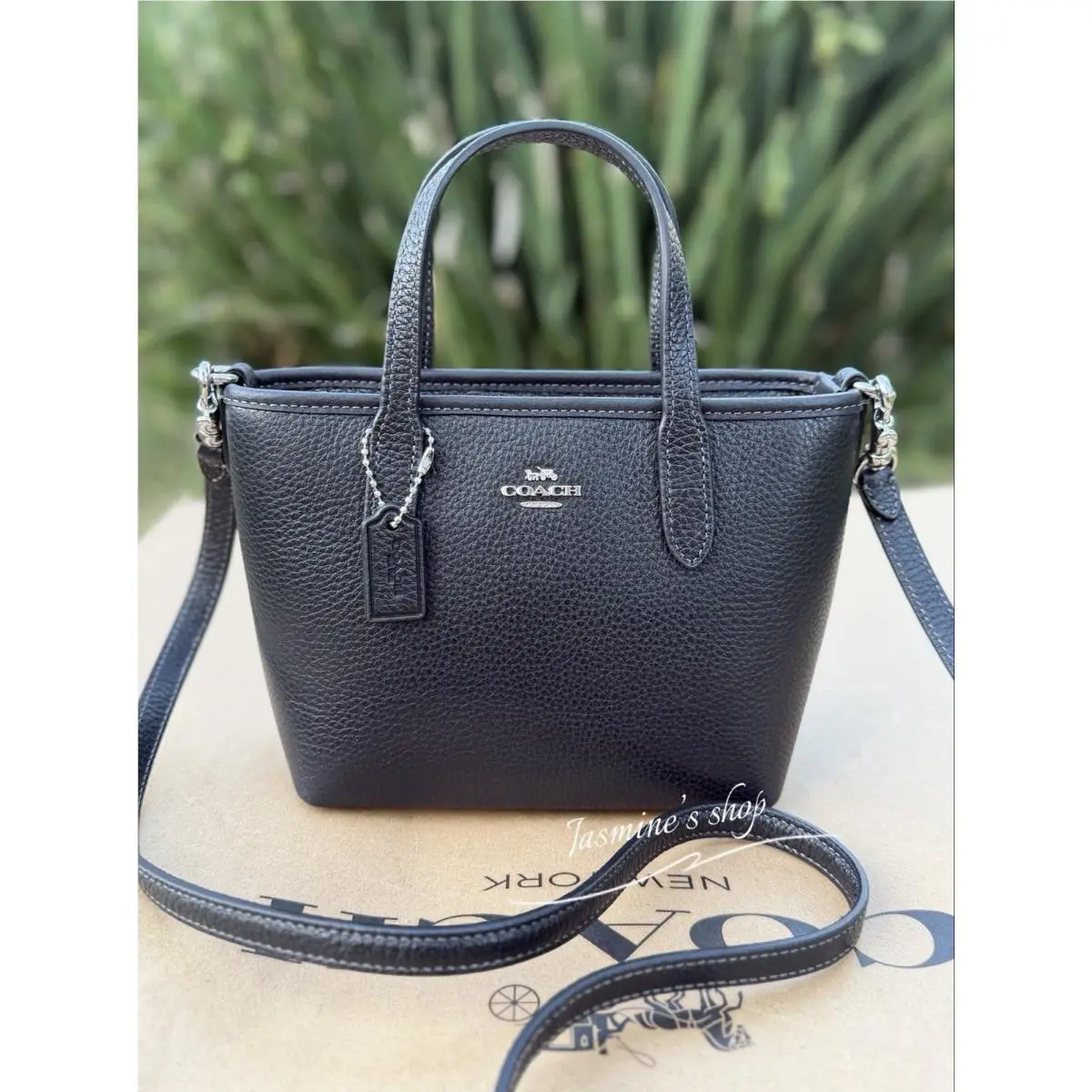 Coach City Mini Tote Bag Leather CW031 Silver /black