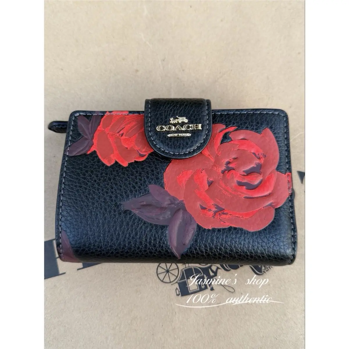 Coach Medium Corner Zip Wallet with Floral Print CCL63