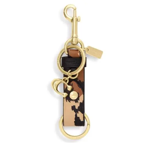 Trigger Snap Bag Charm - CCF51 Leopard Multi Pebble Leather Key Ring by Coach