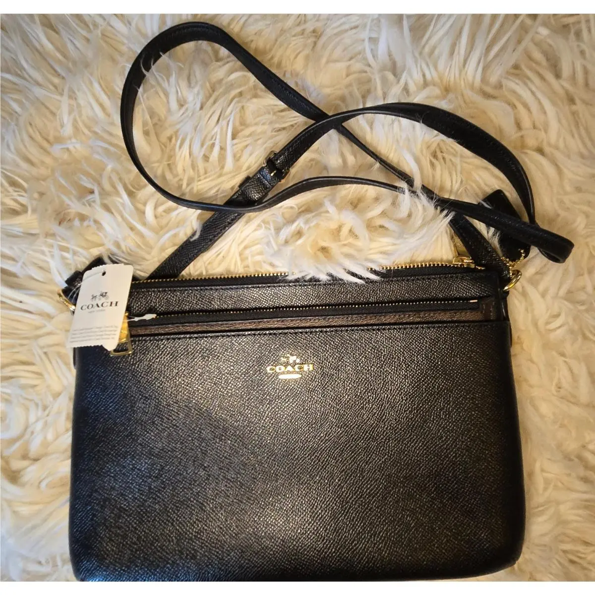 Coach Leather Handbag Purse Cross Body Cross Grain Leather