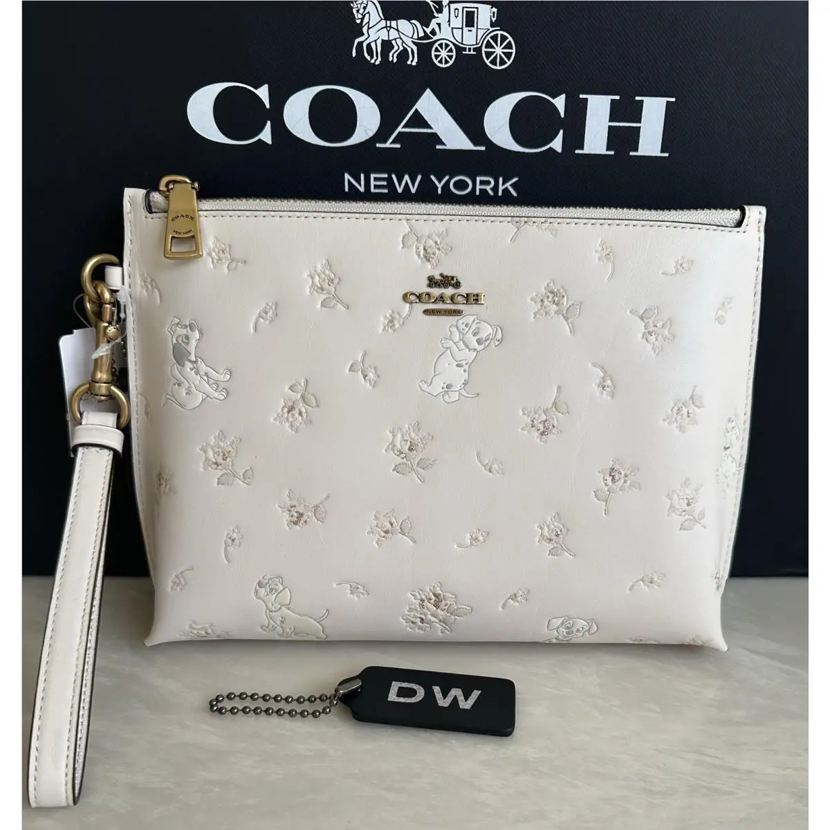 Disney X Coach Mixed Dalmatian Zip Charlie Pouch Chalk/multi 76838