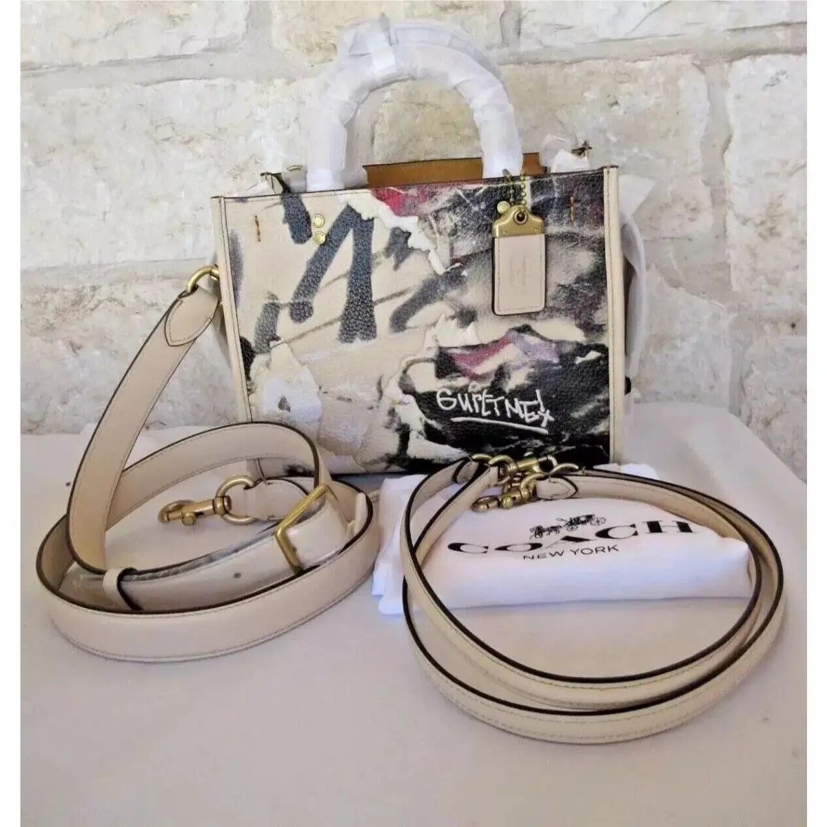 Coach X Mint Serf Ivory/multi Graffiti Rogue 25 Satchel CD704