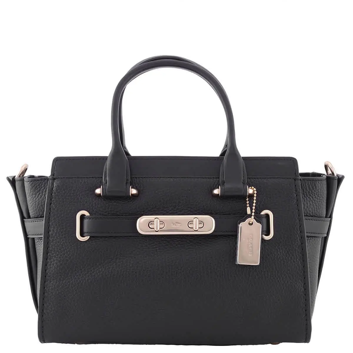 Coach Pebble Leather Swagger 27 Shoulder Bag 87295 Liblk - Exterior: Black