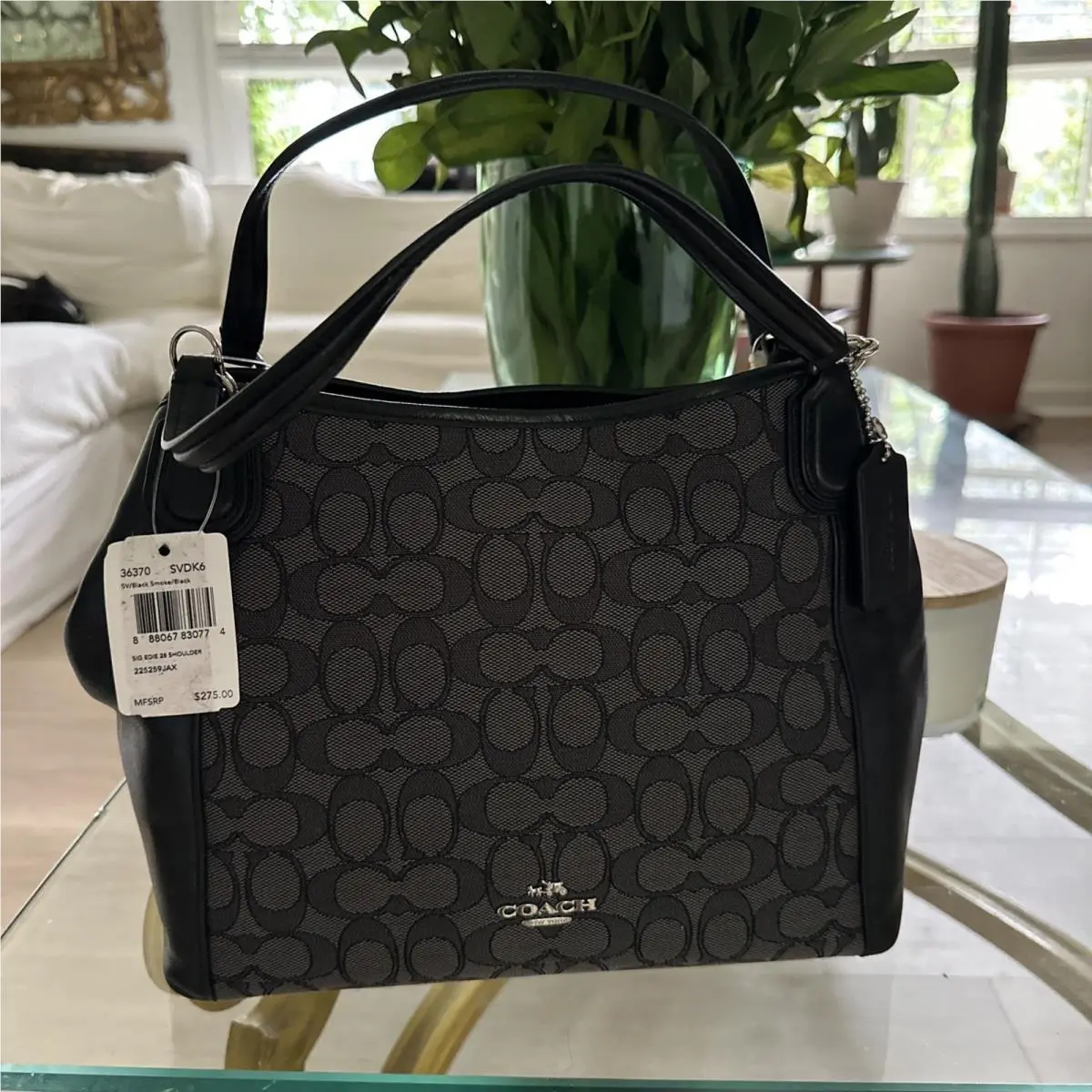 Coach Edie Shoulder Bag Purse In Signature Jacquard 36370