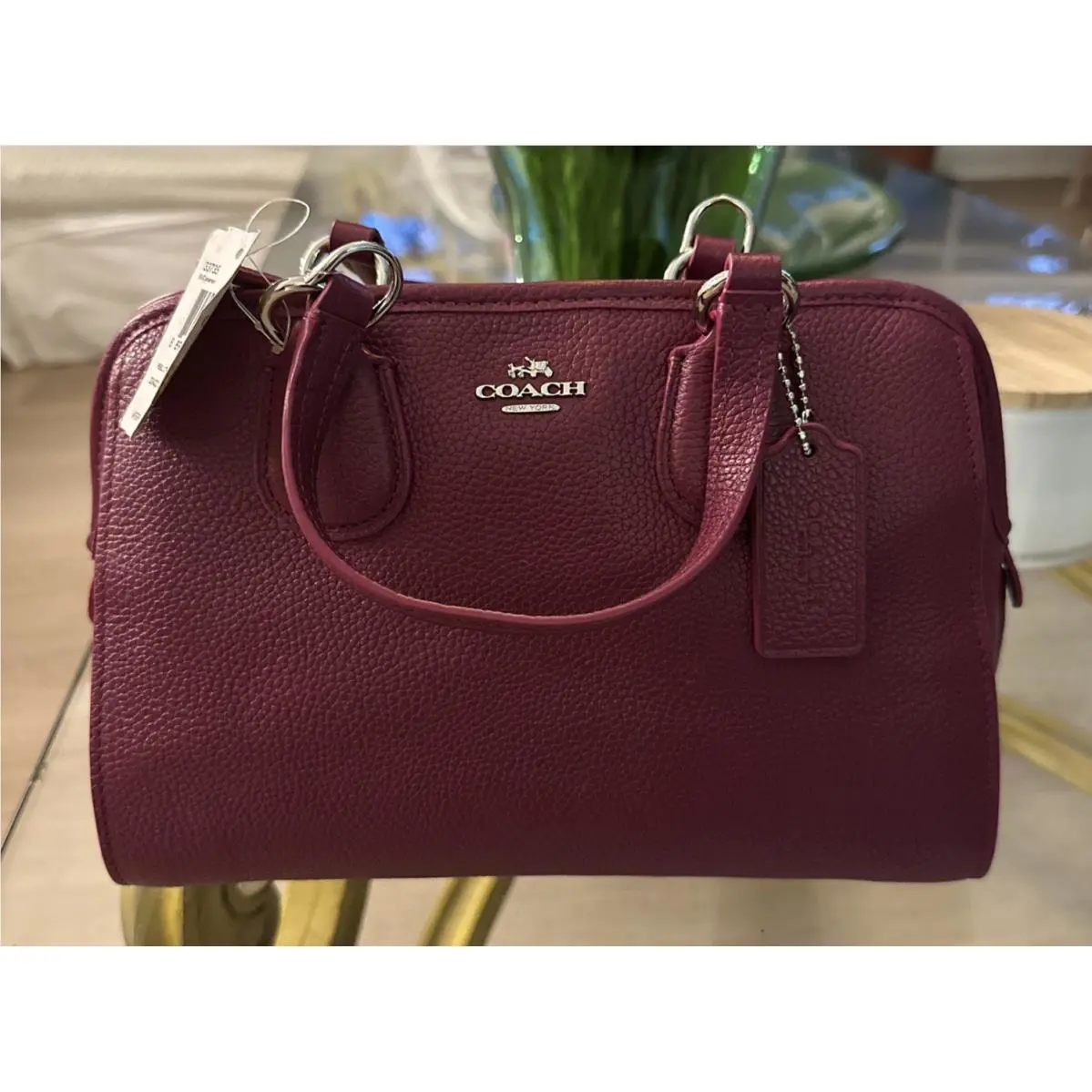 Coach Mini Nolita Satchel In Polished Pebble Leather Cyclamen Pink Style 33735