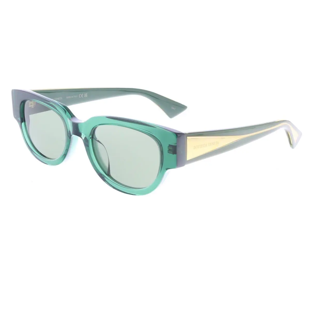 Bottega Veneta BV1278SA-003 Green Sculpted Cat-eye Sunglasses - Green, Frame: Green, Lens: Green