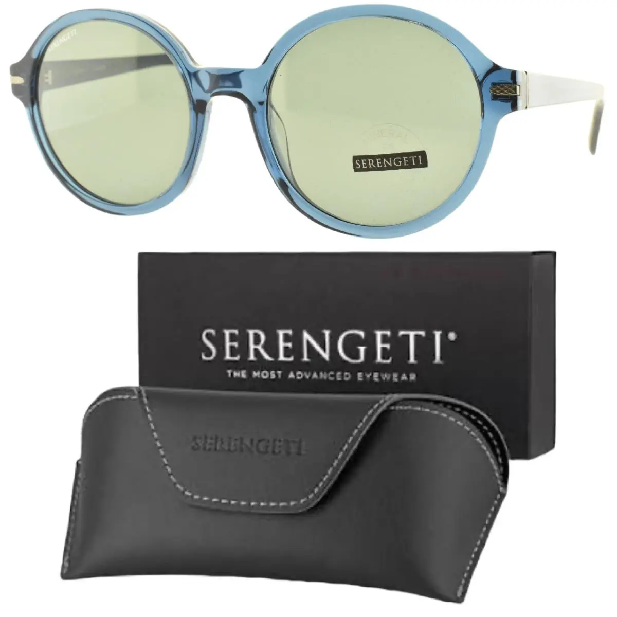 Serengeti Joan SS577003-S 53-23-140 Blue Round Full Rim Womens Sunglasses - Frame: Blue, Lens: Gray