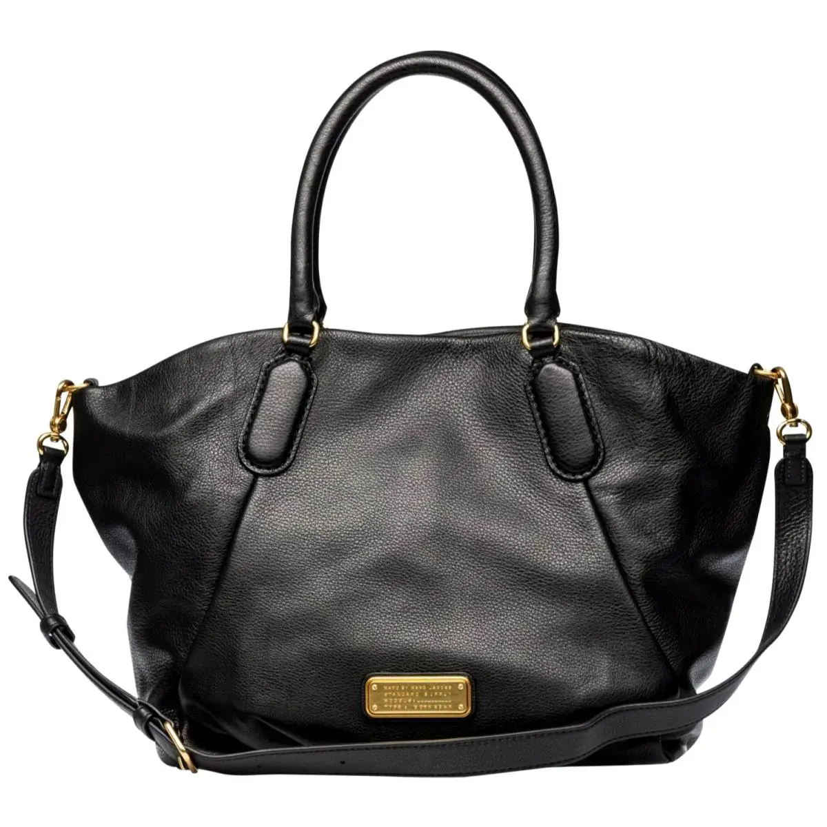 Marc Jacobs Q Fran Black Italian Leather Large Shoulder Tote Bag