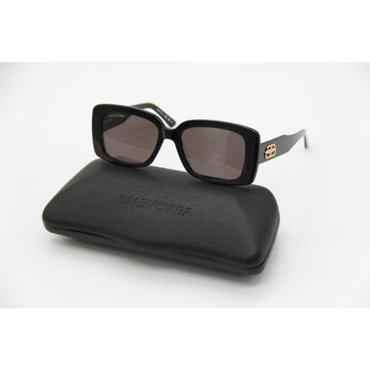 Balenciaga BB0048S 001 Black Unisex Square Sunglasses