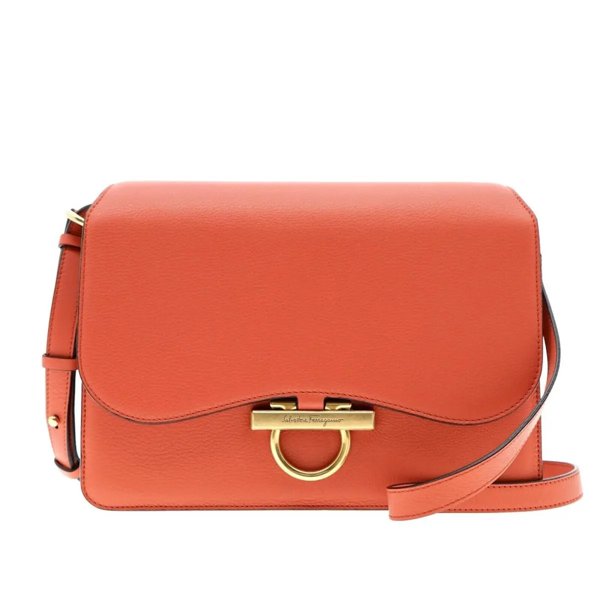 Salvatore Ferragamo Joanne Shoulder Bag Medium Coral Leather